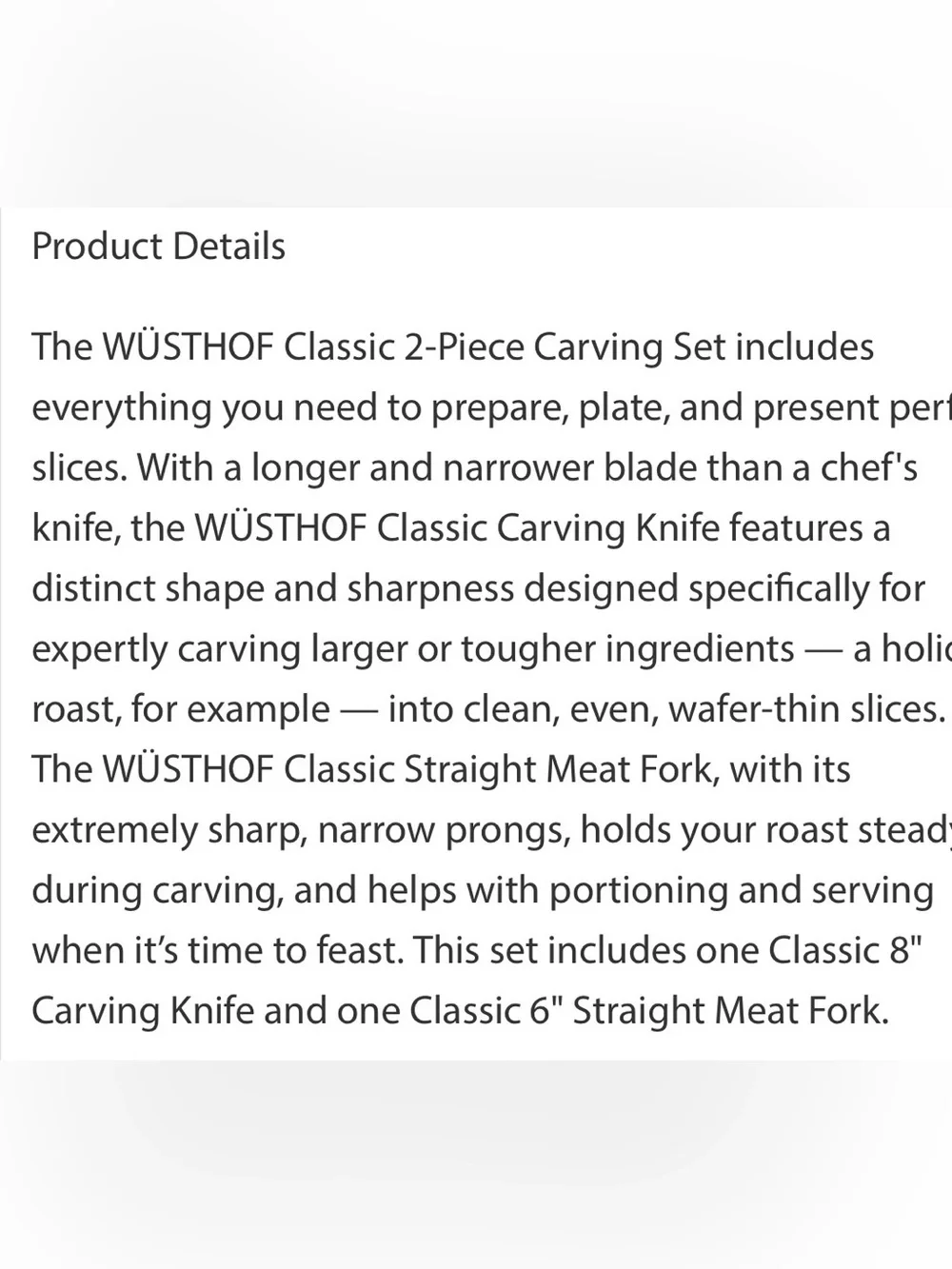 Brand new Wusthof Knife 2 piece carving set still in box MSRP $230 !!